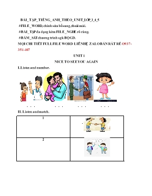Ôn tập môn Tiếng Anh Lớp 4 - Unit 1+2